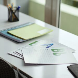 Organized Workspace Featuring Alphabet Worksheets